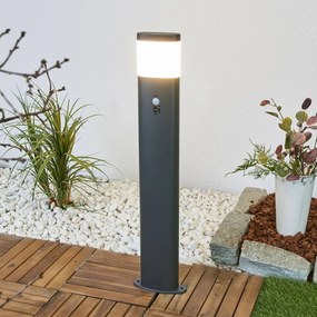 Lindby lampione a LED Marius, 80 cm, antracite, sensore Marius, Nero, Acciaio Inox, Moderno