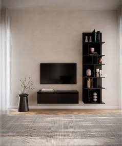 Mobile TV Sospeso 100 cm 2 Ante A Ribalta Nero Opaco Lume