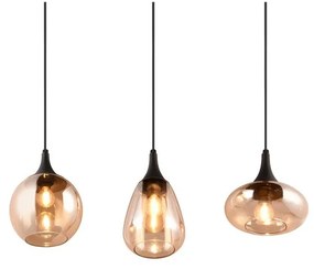 Lampada a sospensione nero-arancio con paralume in vetro Lumina - Trio