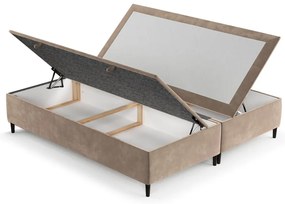 Letto matrimoniale imbottito beige con contenitore 180x200 cm Tate - Maison de Rêve