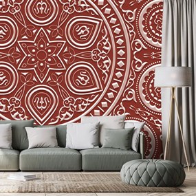 Carta da parati – Mandala etnica delicata in bordeaux