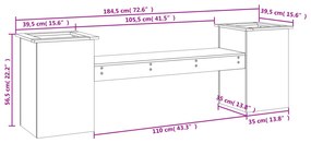 Panchina con Fioriera 184,5x39,5x56,5 cm Legno Massello di Pino