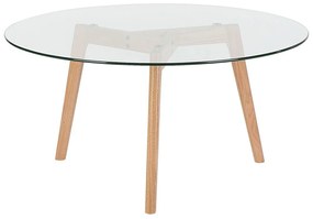 Tavolino da caffè vetro e legno chiaro ⌀ 90 cm MINNESOTA Beliani