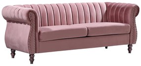 Divano Chesterfield 3 posti in Velluto Rosa antico - TRUMBO