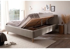 Letto matrimoniale imbottito grigio tortora con contenitore con rete inclusa 160x200 cm Mattis – Meise Möbel