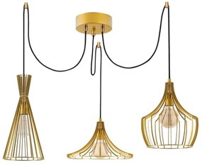 Lampadario a sospensione con filo MEZOPOTAMYA 3xE27/40W/230V ragno oro