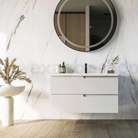 Mobile bagno Bianco 90x46 Sorrento due cassetti con lavabo integrato in ceramica