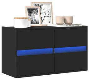Mobile Tv A Parete Con Luci Led Nero 80x31x45 Cm /