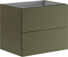 Cassettiera Opera 2 cassetti, cannettato laccato opaco verde salvia L59,5 H50 P45,5 cm
