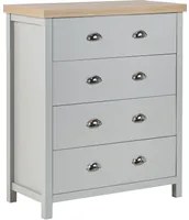 Cassettiera in truciolare di legno chiaro grigio 4 cassetti con chiusura ammortizzata credenza in stile tradizionale scandinavo