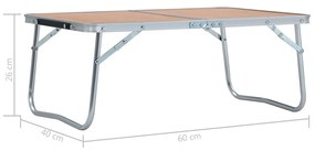 Tavolo Pieghevole da Campeggio Marrone in Alluminio 60x40cm