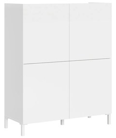 Madia e Porta TV Solaria bianco lucido con ante e cassetti, 4 Ante / 90x35x110 cm