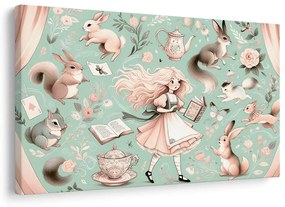 Quadro su tela – Ragazza magica e coniglietti