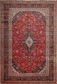 Kashan Tappeto persiano 360 x 250 Blu (Iran) Annodato A Mano