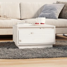 Tavolino Da Salotto Bianco 55x56x32 Cm Legno Massello Di Pino /