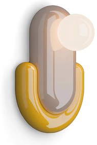 Applique Deco Eclair Ceramica Grigio Sabbia Giallo 1 Luce G9