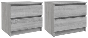 Comodini grigio sonoma 2 pz 50x39x43,5 cm in legno multistrato