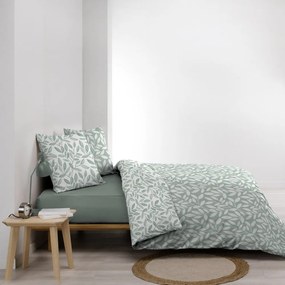 Set copripiumino e federa bianco/verde in microfibra per letto matrimoniale ed esteso 240x220 cm Sequoia – douceur d'intérieur