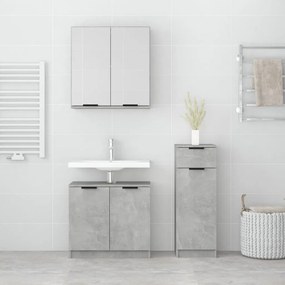 Set di mobili da bagno 3 pz grigio cemento in legno multistrato