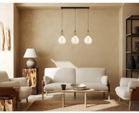 Lampadario a sospensione con filo MIROS 3xE27/60W/230V nero/oro