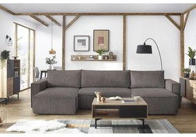 Divano letto angolare a "U" in velluto a coste grigio scuro Nihad - Bobochic Paris