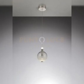 Aurora - lampada a sospensione singola, tubo nichel satinato con ve...