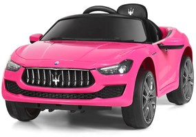 Costway Macchina elettrica giocattolo con telecomando e luci LED, Macchina cavalcabile 12 V con musica e clacson Rosa