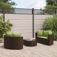 Set Divano da Giardino 5 pz con Cuscini Marrone in Polyrattan 3308446