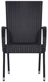 Set mobili da pranzo per giardino 3 pz polyrattan nero