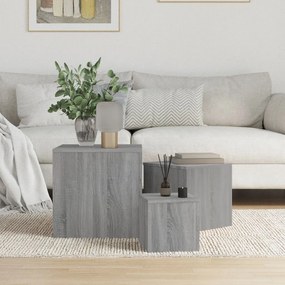 Credenze 3 pz grigio sonoma in legno multistrato