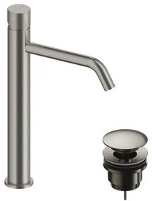 Rubinetto per lavabo a canna alta Loop K nichel spazzolato in ottone SANYCCES