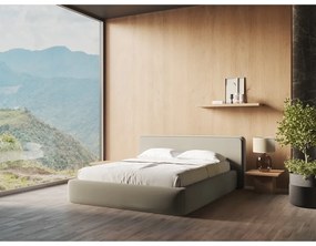 Letto matrimoniale imbottito beige con vano contenitore con griglia 160x200 cm Kiana - Makamii