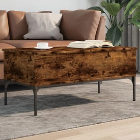 Tavolino Rovere Fumo 100x50x45cm İn Legno Multistrato E Metallo /