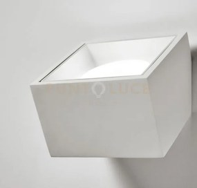 Nasso applique da parete 1 luce quadrata bianco in gesso