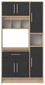 Credenza per cucina 5 ante e 1 cassetto Nero e Rovere - MADY