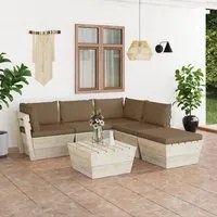 Set Divani da Giardino su Pallet 6 pz con Cuscini Legno Abete cod mxl 52373