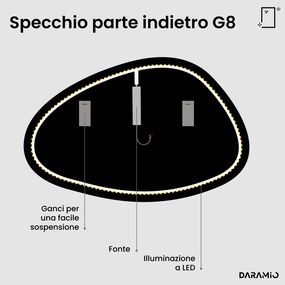Specchio asimmetrico con luce LED G8