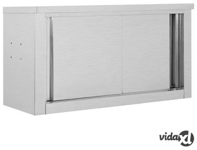 vidaXL Armadio da Cucina con Ante Scorrevoli 90x40x50cm Acciaio Inox