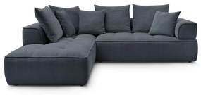 Divano angolare blu scuro (penisola a sinistra/a L) con rivestimento in ciniglia Whesley – Bobochic Paris