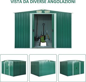 Casetta Box da Giardino in Lamiera Verde 246x192.5x177.5 cm...