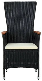 Set da pranzo da giardino 7 pz con cuscini nero