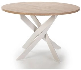 Tavolo da pranzo rotondo con piano effetto rovere ø 120 cm Ther – Marckeric