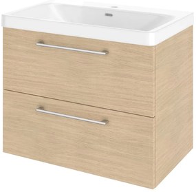 Mobile da bagno sospeso sotto lavabo L 75 x H 58 x P 46 cm rovere laminato lucido, 2 cassetti SENSEA Remix
