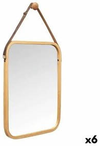 Specchio da parete Naturale Pelle Bambù Rettangolare 34 x 41,5 x 1,5 cm (6 Unità)