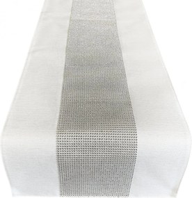 Elegante tovaglia bianca decorata con zirconi Larghezza: 40 cm | Lunghezza: 180 cm