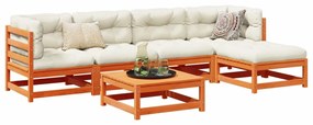 Set divani da giardino 6 pz marrone cera legno massello pino