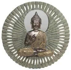 Decorazione da Parete DKD Home Decor Specchio Beige Buddha Resina (59 x 5 x 59 cm)