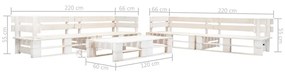 Set divani da giardino su pallet 6 pz in legno bianco