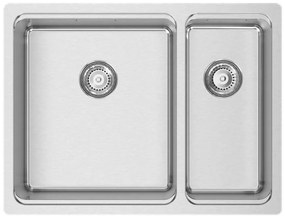 Lavello 2 vasche RODI Una 55 inox L 44 x L 58 x P 20 cm argento