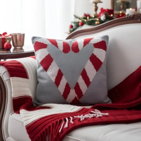 Cuscino divano natalizio 40x40 cm Bastoncini cuore